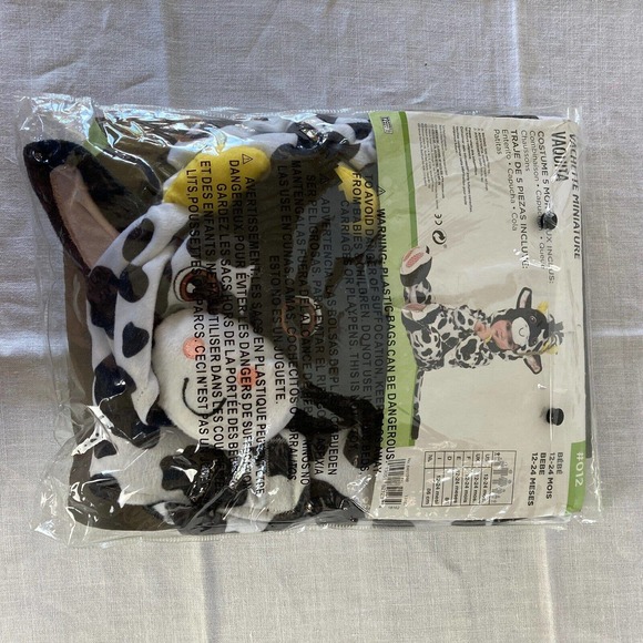 Baby Cow Costume Halloween MINI MOO Infant Size 12-24 Mo MISSING TAIL BOOTIES - Picture 2 of 9